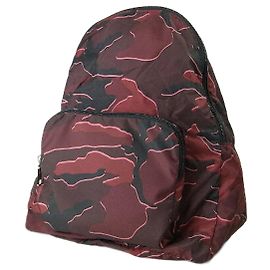Coach Nylon Camouflage Foldable Backpack Red Black Red
