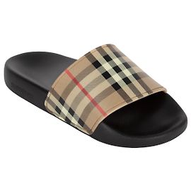 Chinelo Burberry Archive Bege para Mulheres Marrom Bege