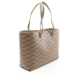 Balenciaga-Sac fourre-tout moyen BB Monogram Signature en toile enduite PVC Balenciaga 702698210DH2762-Marron,Beige