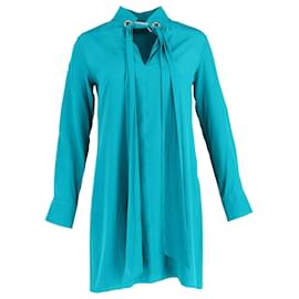 Chloé-Chloé TIe Neck Blouse in Turquoise Silk-Other