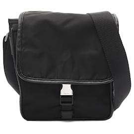 Prada-Prada Nylon Saffiano TESSUTO+SAFFI Shoulder Bag V167-Black