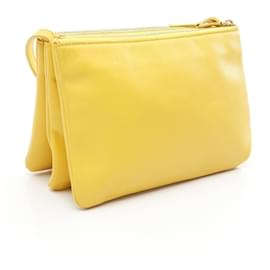 Céline-Celine Leather Trio Small Shoulder Bag 187603BEB-Yellow