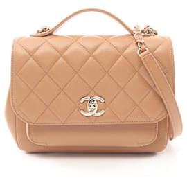 Chanel-Chanel Caviar Skin Business Affinity Shoulder Bag A93607-Brown,Beige