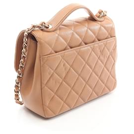 Chanel-Chanel Caviar Skin Business Affinity Shoulder Bag A93607-Brown,Beige
