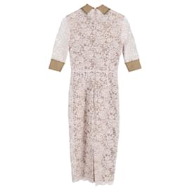 Alessandra Rich-Alessandra Rich Lace Midi Dress in White Cotton-White