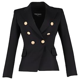Balmain-Balmain Double-Breasted Blazer in Black Wool-Black