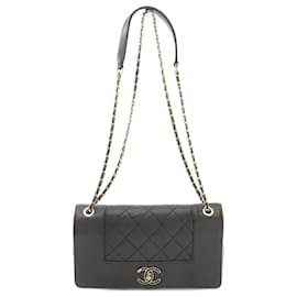 Chanel-Chanel Leather Mademoiselle Matelasse Shoulder Bag A93084-Black