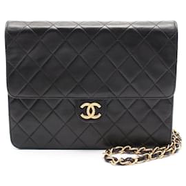 Chanel-Chanel Lambskin Matelasse Single Flap Shoulder Bag A03569-Black