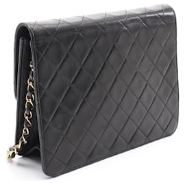 Chanel-Chanel Lambskin Matelasse Single Flap Shoulder Bag A03569-Black