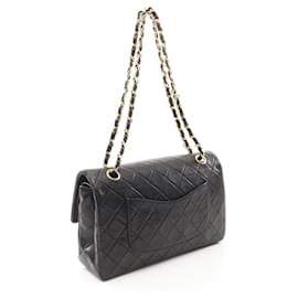 Chanel-Chanel Lambskin Matelasse W Flap Shoulder Bag A01112-Black