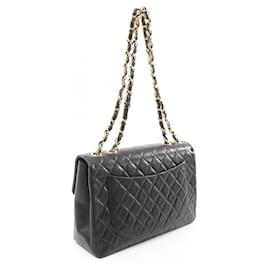 Chanel-Chanel Lambskin Deauville Matelasse34 Shoulder Bag A01094-Black