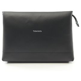 Bolsa de compras grande em couro Tiffany & Co. clutch 2 em 1 Preto