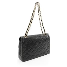 Chanel-Chanel Lambskin Matelasse W Flap Shoulder Bag 2689804-Black