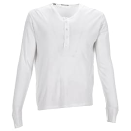 Tom Ford-T-shirt à manches longues côtelé Tom Ford en coton blanc-Blanc,Écru