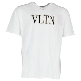 Valentino Garavani-Valentino VLTN Logo T-Shirt in White Cotton-White