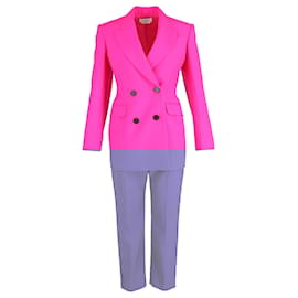 Alexander Mcqueen-Alexander McQueen Double Breasted Two Piece Suit in Pink Wool-Pink