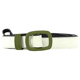 Alessandra Rich-Alessandra Rich Colorblock Belt in White Leather-White