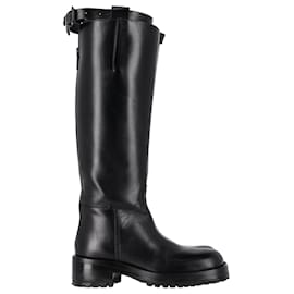Ann Demeulemeester-Ann Demeulemeester Knee High Riding Boots in Black Leather-Black