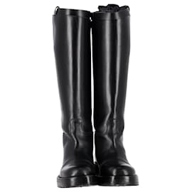 Ann Demeulemeester-Ann Demeulemeester Knee High Riding Boots in Black Leather-Black