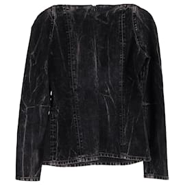 Stella Mc Cartney-Stella McCartney Flocked Velvet Blouse in Black Denim-Black