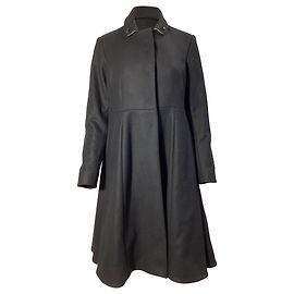 Rochas Collar-Embellished Dress Coat in Black Wool Black