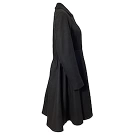 Rochas- Rochas Collar-Embellished Dress Coat in Black Wool-Black