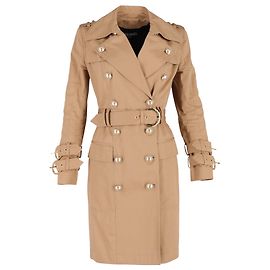 Trench coat duplo em algodão bege da Balmain Bege