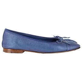 Bailarinas Chanel en cuero azul Azul