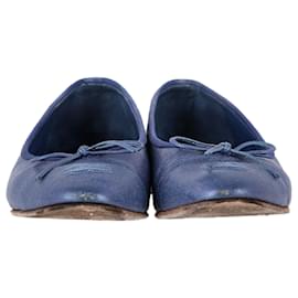 Chanel-Ballerines Chanel en cuir bleu-Bleu