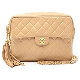 Chanel-Chanel Lambskin Matelasse Shoulder Bag 3352454-Brown,Beige