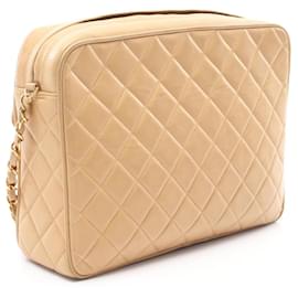 Chanel-Chanel Lambskin Matelasse Shoulder Bag 3352454-Brown,Beige