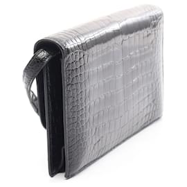 Hermès-Hermes Porosus Kelly Shoulder Bag Black 〇N Stamp (1984)-Black