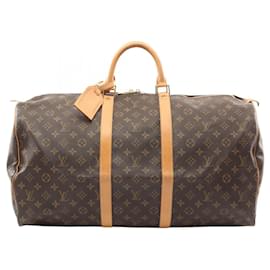 Louis Vuitton-Louis Vuitton Monogram Keepall 55 Boston Bag M41424-Brown
