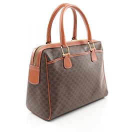Céline-Celine PVC Coated Canvas Leather Macadam Handbag-Brown