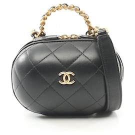 Chanel-Chanel Lambskin Matelasse Top Handle 2way Shoulder Bag AS3066-Black