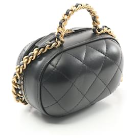 Chanel-Chanel Lambskin Matelasse Top Handle 2way Shoulder Bag AS3066-Black