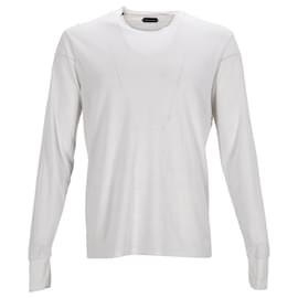Tom Ford-T-shirt à col rond à manches longues Tom Ford en lyocell blanc-Blanc,Écru