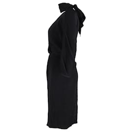 Diane Von Furstenberg-Diane von Furstenberg V-neck Knee Length Dress in Black Acetate-Black