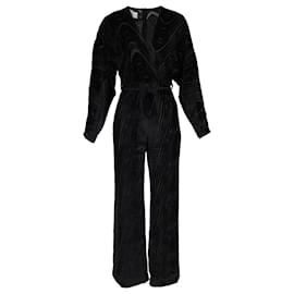 Nanushka-Nanushka Jax Wrap-Effect Devoré Jumpsuit in Black Velvet-Black