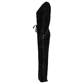 Nanushka-Nanushka Jax Wrap-Effect Devoré Jumpsuit in Black Velvet-Black