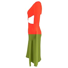Autre Marque-Alex Perry Cape Effect Cutout Dress in Red Polyester-Red