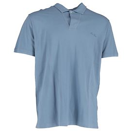 Polo in cotone azzurro chiaro con logo Loro Piana Blu Blu chiaro