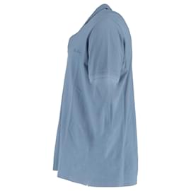 Loro Piana-Polo en coton bleu clair avec logo Loro Piana-Bleu,Bleu clair