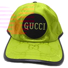 Gucci-Gucci Nylon Cap Hat Gold/Black Unisex-Golden,Metallic