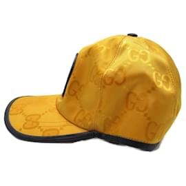 Gucci-Gucci Nylon Cap Hat Gold/Black Unisex-Golden,Metallic