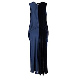 Stella Mc Cartney-Stella McCartney Slit-Back Maxi Dress in Navy Blue Velvet and Satin-Multiple colors