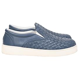 Bottega Veneta-Bottega Veneta Dodger Slip-On Sneakers in Blue Leather-Blue