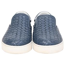 Bottega Veneta-Bottega Veneta Dodger Slip-On Sneakers in Blue Leather-Blue