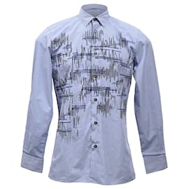 Bottega Veneta- Bottega Veneta Printed Checked Shirt in Blue Cotton-Blue