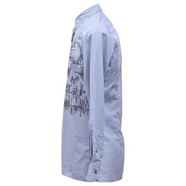Bottega Veneta- Bottega Veneta Printed Checked Shirt in Blue Cotton-Blue
